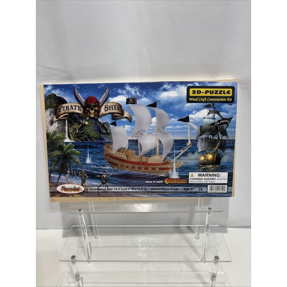 3D Pirate Ship Wood Craft Construction Kit 139 Pieces New & Factory Sealed 2013